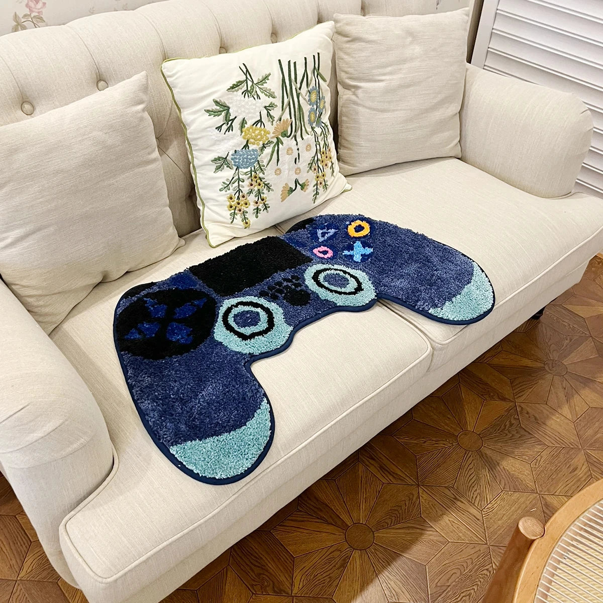 Game Handle Shape Bedside Tufted Rug Home Floor Mat Non-slip Living Room Carpet Sofa Floor Mat Bedroom Carpets Home Aesthetic