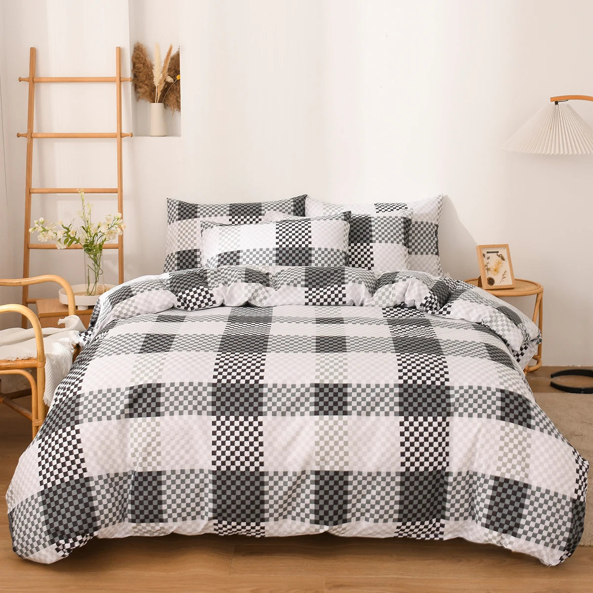Geometric Duvet Cover Set Reversible Comforter Cover Modern Soft Elegant Gray And White Abstract Geometric Bedding Set Twin King