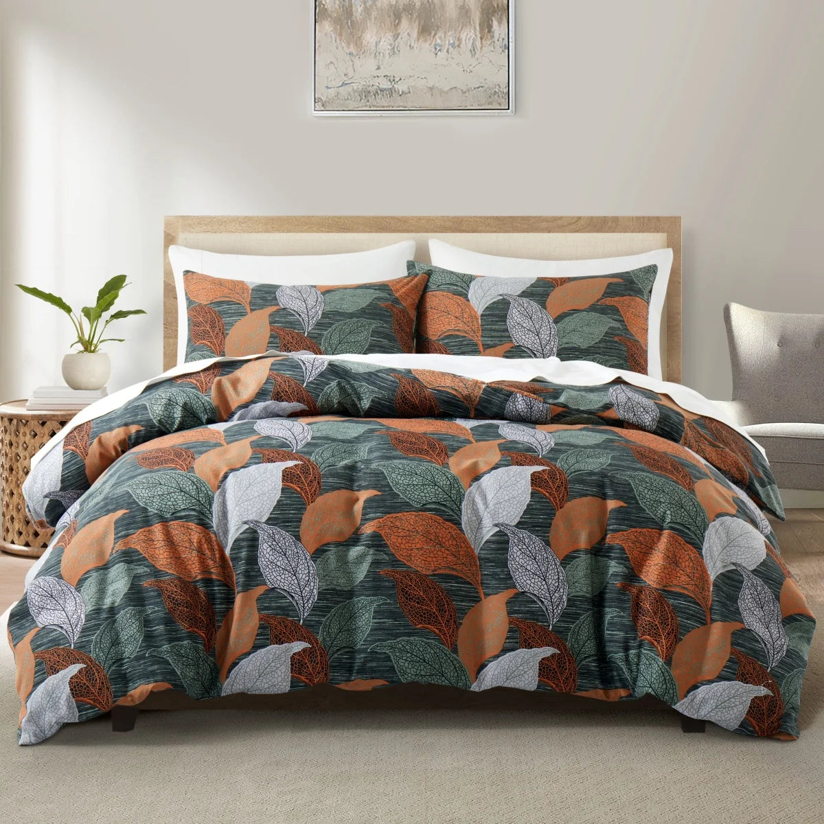Sage Green Floral Duvet Cover Twin Queen 2/3 Pieces Flower Plum Blossom Bedding Set Reversible Botanical Branch Comforter Cover