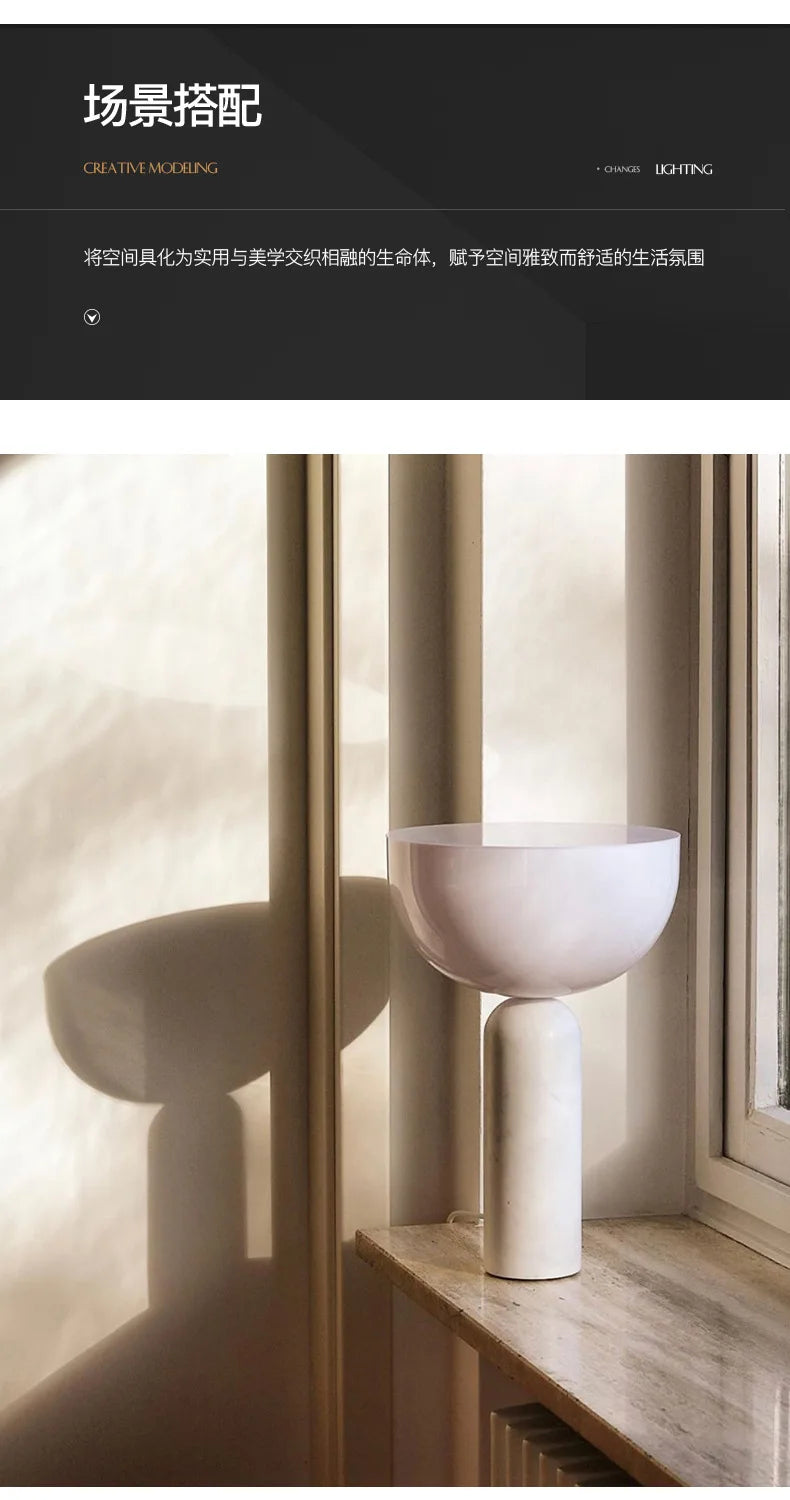 Danish Designer Luxury Marble Floor Lamp Minimalist LED Mushroom Table Light Acrylic Lampshade Decor Bedroom Bedside Study Hotel