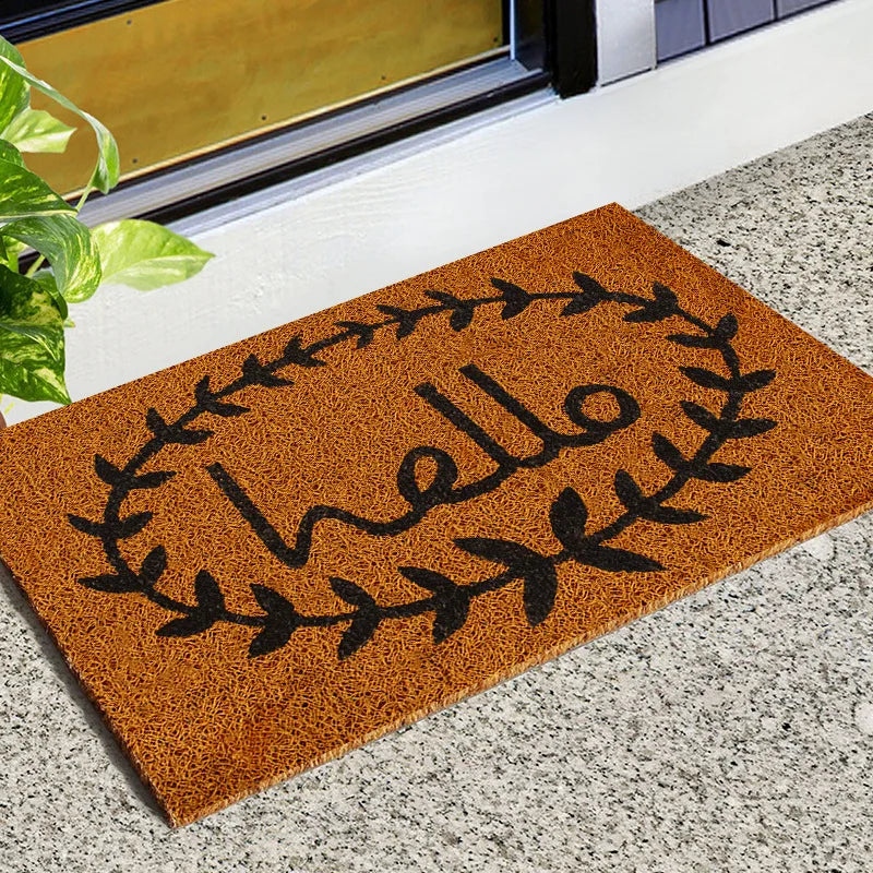 Entrance Doormat Indoor Outdoor PVC Antiwear Non Slip Waterproof Bathroom Carpet Faux Coconut Fiber Rugs Front Door Floor Mats
