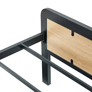 Metal Platform Bed Frame with Rattan Headboard & Footboard – Rounded Corners