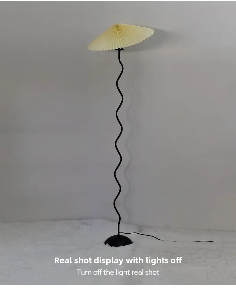 Medieval pleated lamp Japanese living room sofa lamp Nordic simple modern bedroom bedside warm atmosphere floor lamp