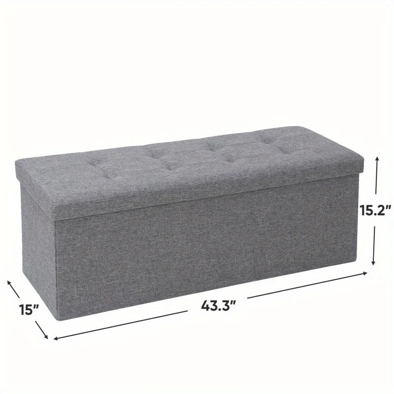 Storage Ottoman Bench – 43″ Folding Padded Footrest