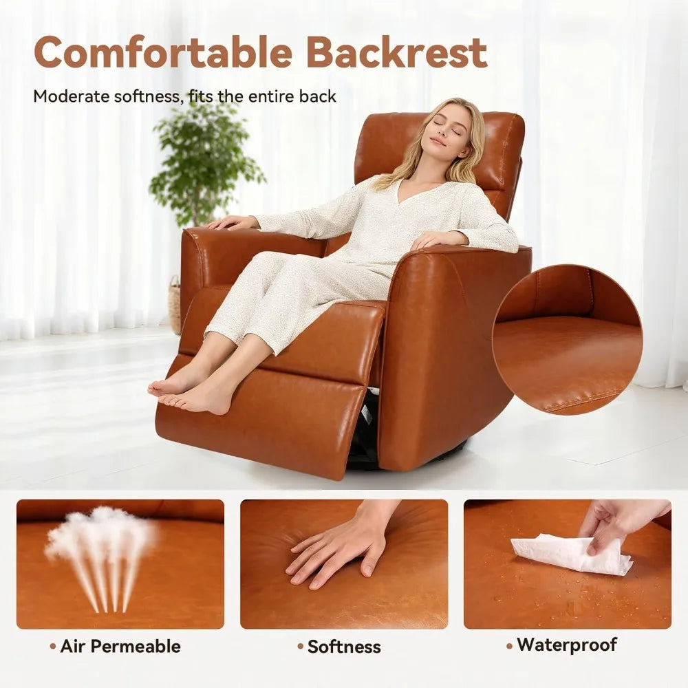 Power Recliner Chair, Swivel Recliner Chair for Adults, Glider Recliner Nursery Chair with Massage and Heat