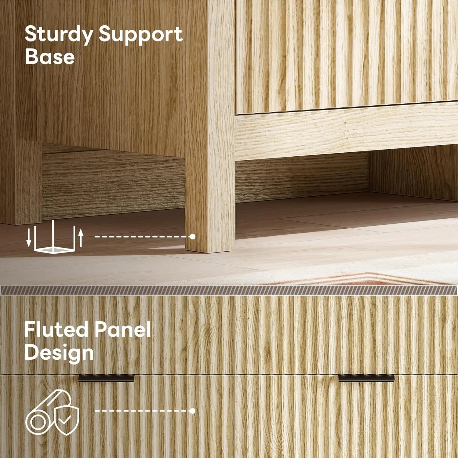 Fluted 6 Drawers Dresser for Bedroom, 47" Wide Modern Chest of Drawers Closet Dressers, Wooden Dresser Storage