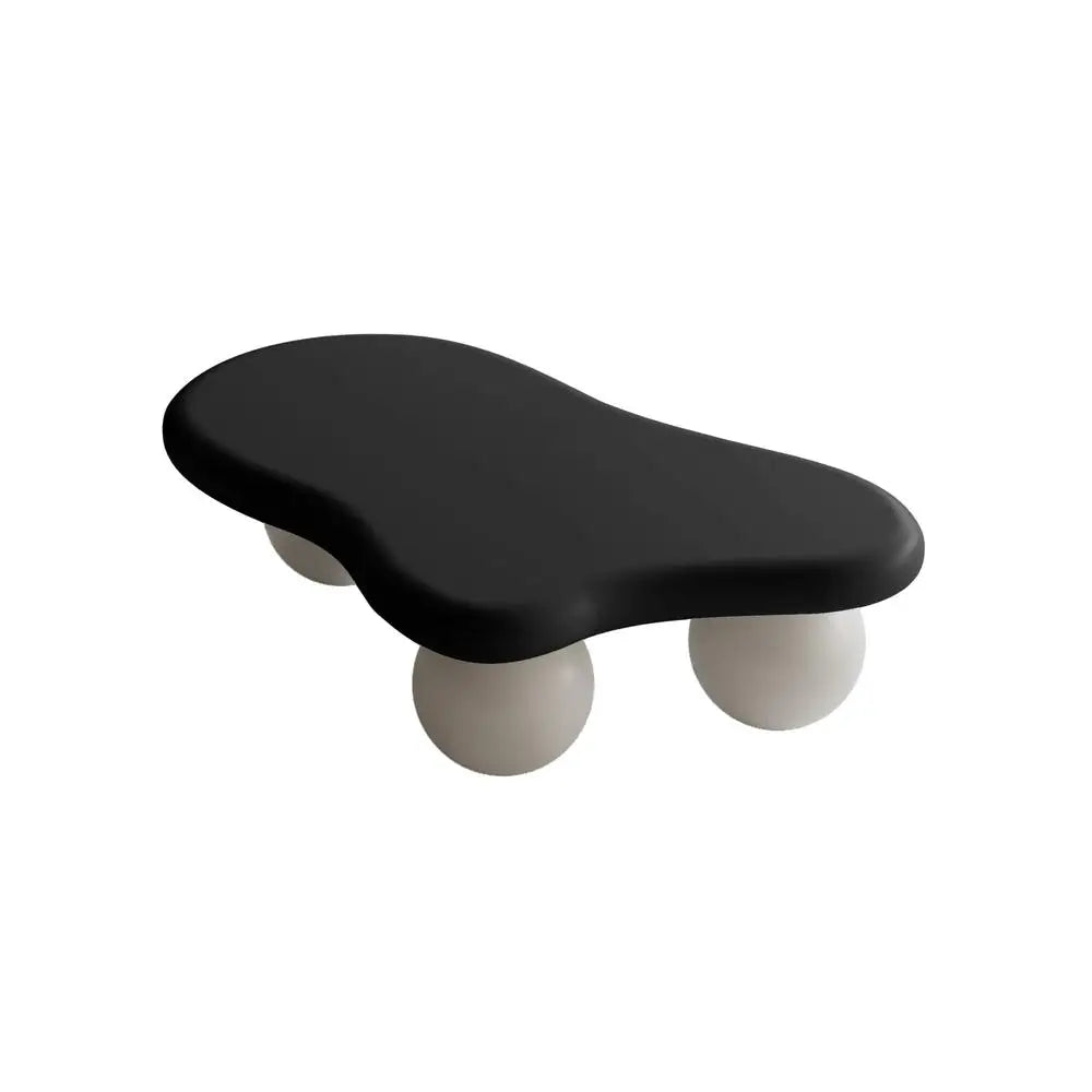 Cloud Shaped Coffee Table – 40” Modern Irregular Accent Table with White Ball Legs