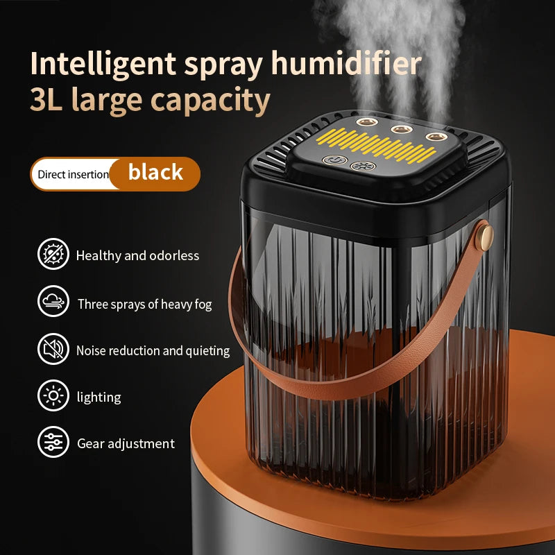 3L Air Humidifier 3 Nozzles Smart Cool Mist Humidifier For Home Bedroom Office night light USB Humidifier Diffuser