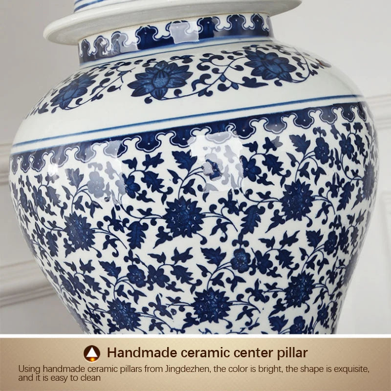 DEBBY Modern Ceramics Table Lamp LED Dimming Chinese Blue And White Porcelain Desk Light for Home Living Room Bedroom