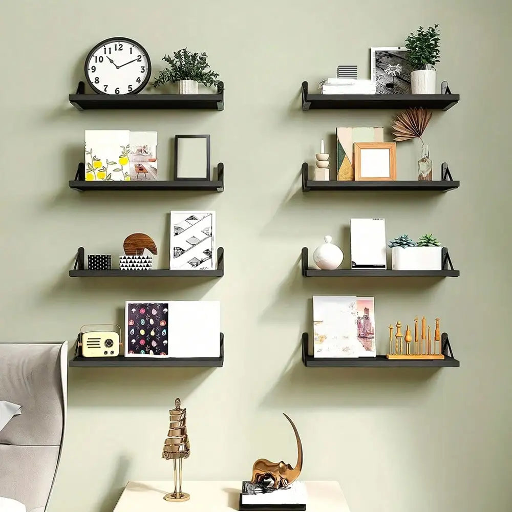 Superlele 5/8pcs Floating Wall Shelves: Multi-Hue Racks for Plants, Photos & Trophies