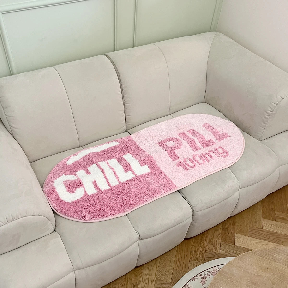 LAKEA Chill Pill Custom Rug Oval Tufted Rug Bath Mat Door Floor Mat Pink Home Decor Carpet Camping Mat Waterproof  Anti-Slip