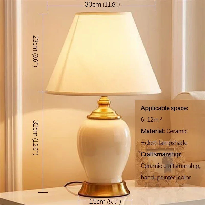 Ceramic Table Lamp LED Luxury Modern Creative Flower Pattern Desk Lights For Home Living Room Bedroom Bedside