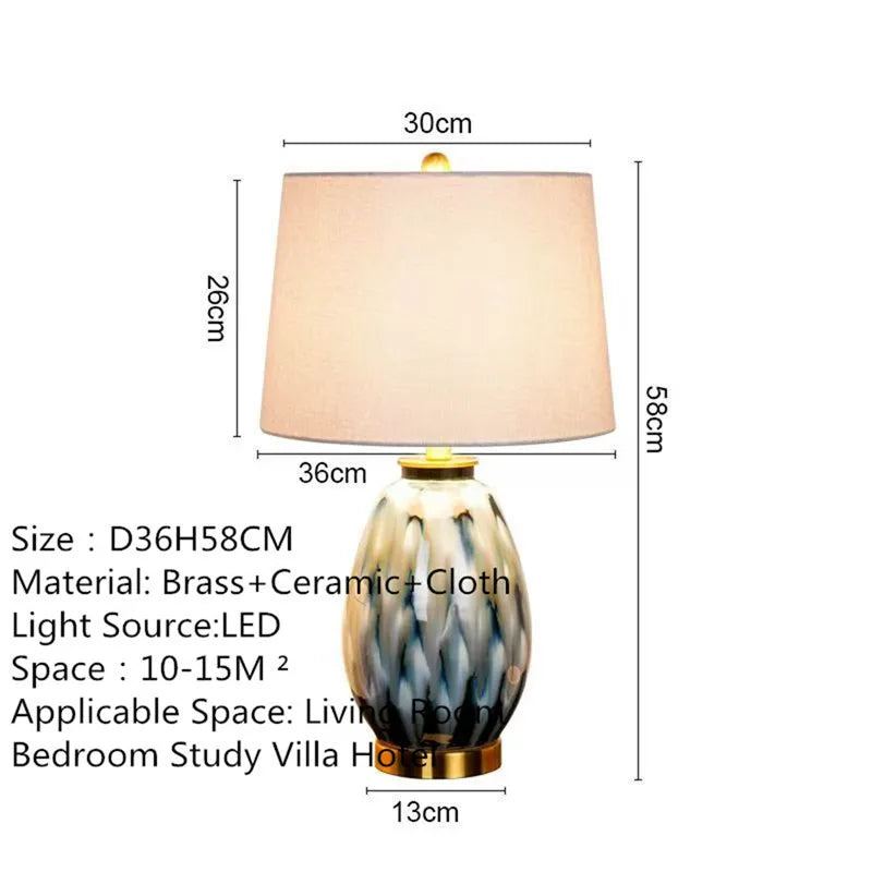 Contemporary Luxury Ceramic Table Lamp LED American Creativity Living Room Bedroom Study Villa Hotel Bedside Desk Light