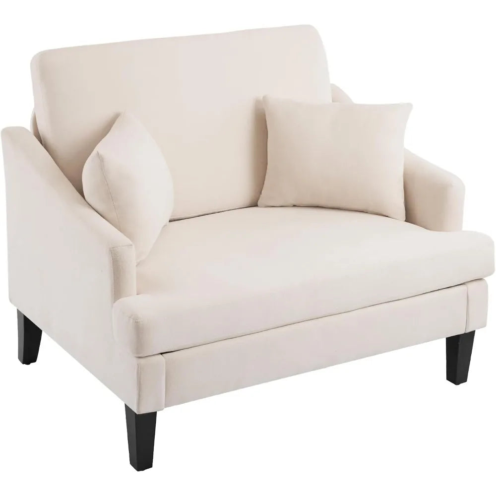 Oversized Accent Chair, 33.5'' Wide Seat Comfy Armchair with 2 Pillows, Upholstered Big Reading Chair, Modern Single S