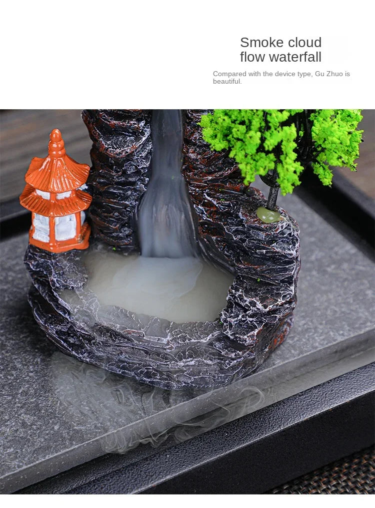 2024 Resin Reflux Incense Burner Tower Sandalwood Decoration Home Indoor Aromatherapy Mosquito Repellent Incense Burner Ornament