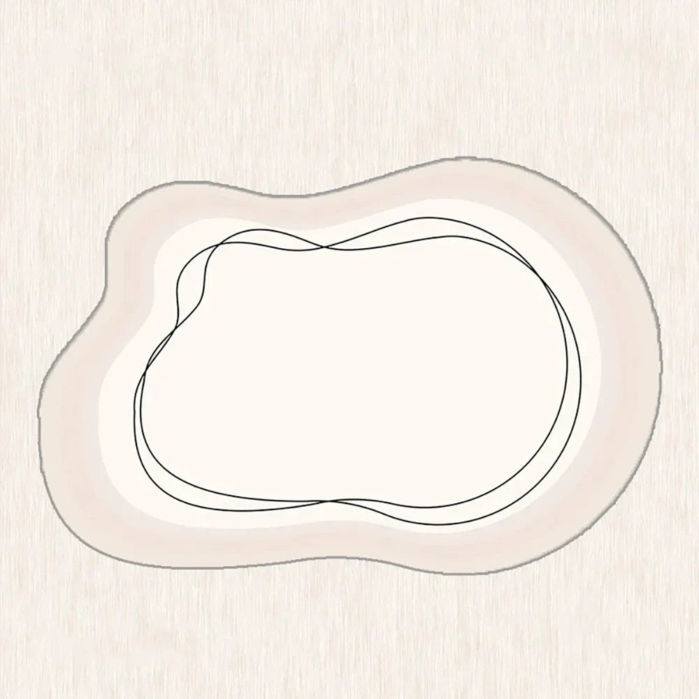 VIKAMA Minimalist Line Design Faux Wool Rug - Ultra-Thin, Stain-Resistant, Non-Slip Carpet for Bedside & Living Room, Soft Mat