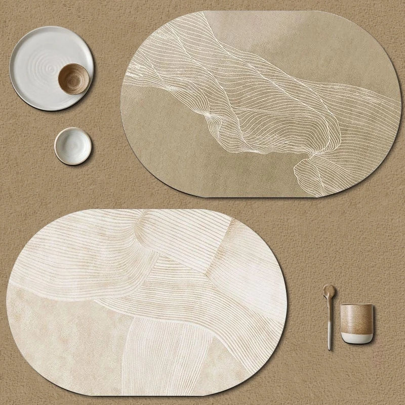 Oval Kitchen Placemats Faux Leather Table Coffee Mats Oil-Proof Waterproof Kitchen Place Mats Dining Home Kitchen Table Decor