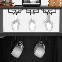 Industrial Wine Bar Cabinet with Power Outlets & LED Lights – Adjustable Wine Rack Coffee Station