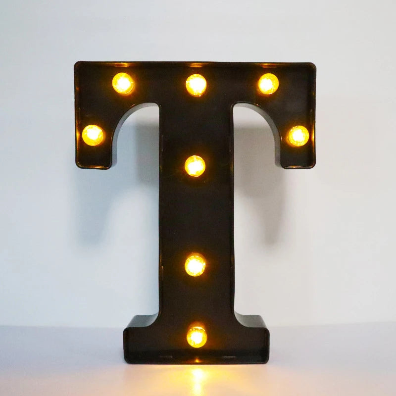 22cm Letters with Led Light Black Alphabet Letter Number Night Light Home Christmas Decoration Birthday Supplies Room Decoration
