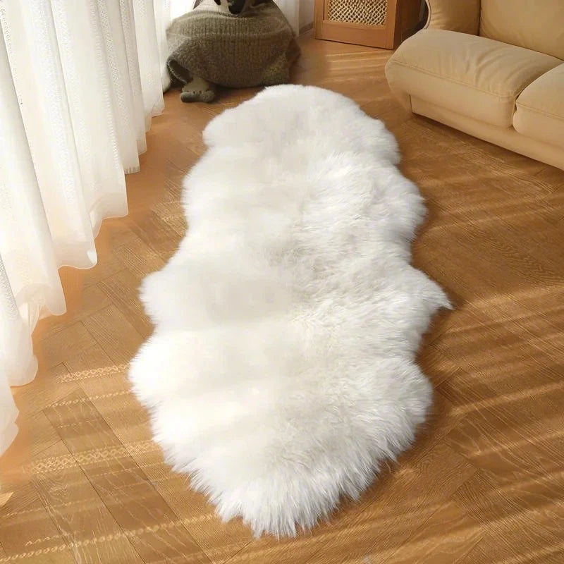 Long Strip Carpet Fluffy Soft Faux Fur Plush Bedroom Bedside Carpets Girl's Room White Home Decoration Rugs Furry Chair Cushion