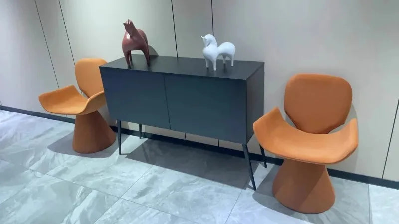 Nordic Solid Wood Swivel Accent Chair – Portable Armchair with Backrest