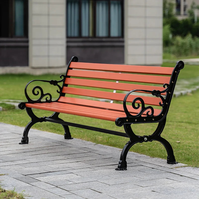 High Quality Outdoor Metal Bench Garden Park Chair with Environmental Protection Plastic Wood Wave Shape