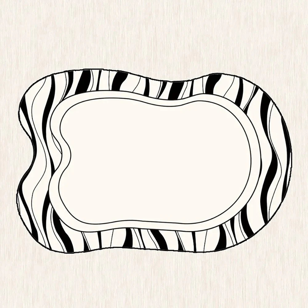 VIKAMA Minimalist Line Design Faux Wool Rug - Ultra-Thin, Stain-Resistant, Non-Slip Carpet for Bedside & Living Room, Soft Mat