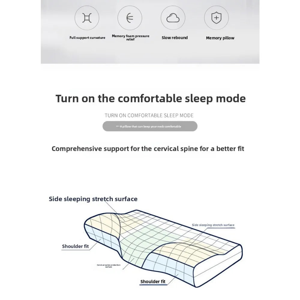 2025 Cooling Gel Memory Foam Pillow Summer Ice Silk Butterfly Shape Slow Rebound Pillow for Neck Pain Relief
