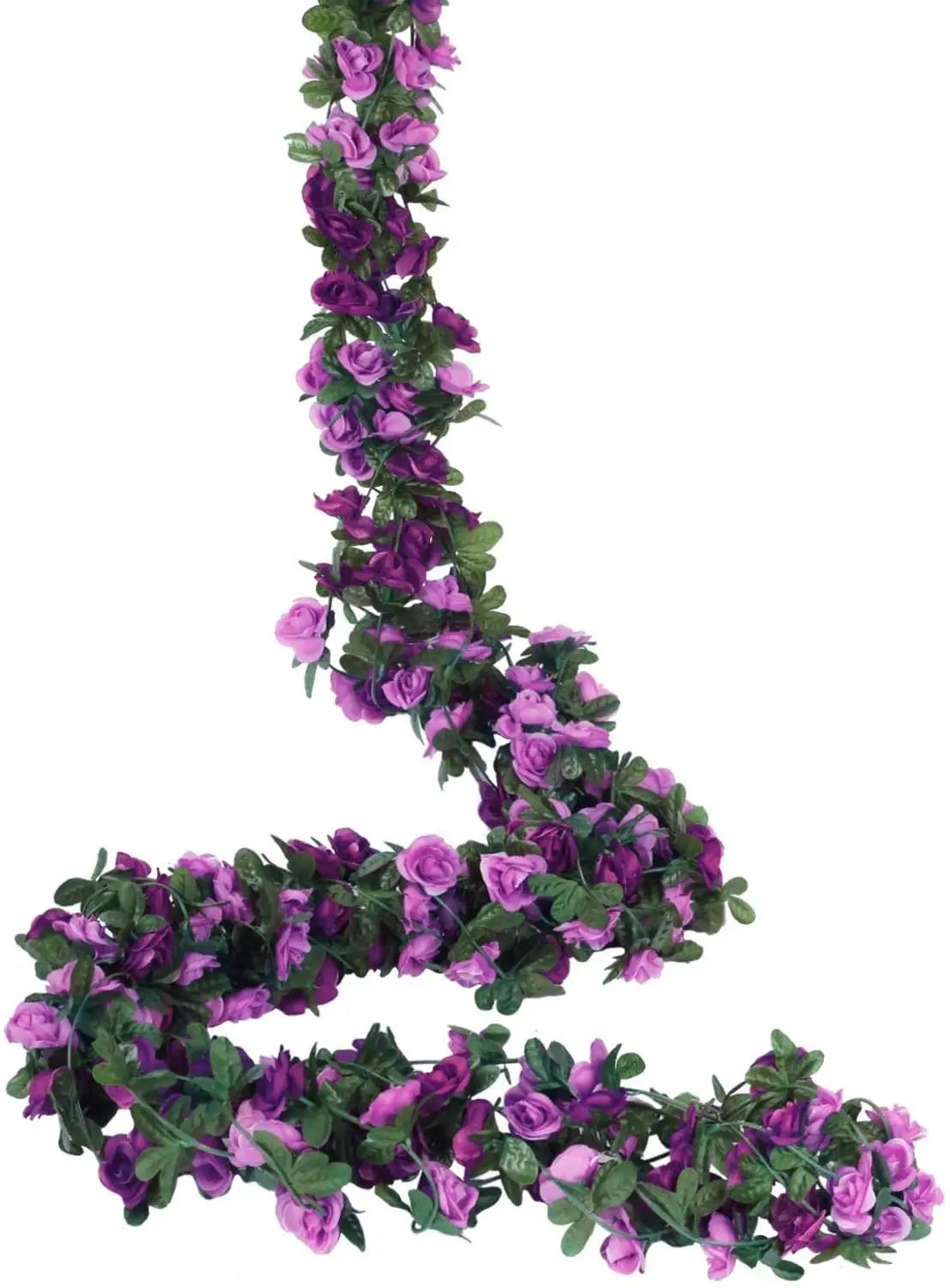 6Pcs Fake Rose Vine Flowers Artificial Flower Home Hotel Wedding Party Garden Art Decor Garden DIY Arrangement Decoration Purple