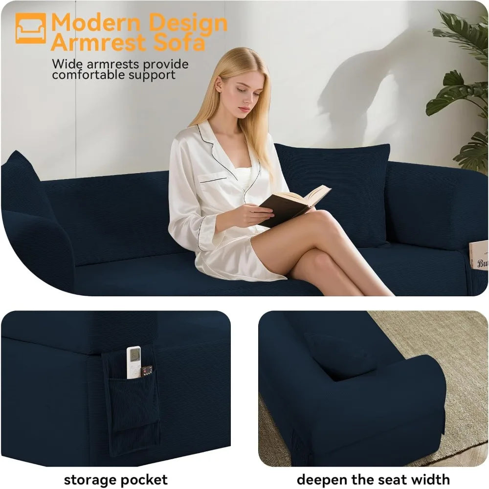 3 Seater Cloud Sofa in a Box Memory Foam Floor Couch with Storage Bag And 2 Pillows Boneless Sofa Bed for Living Room