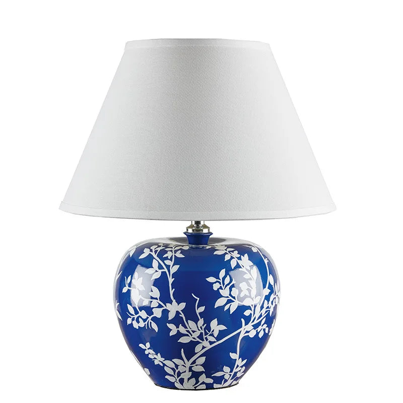 Modern Blue Ceramic Table Lamp Creative Vintage LED Desk Light for Decorative    Bedside