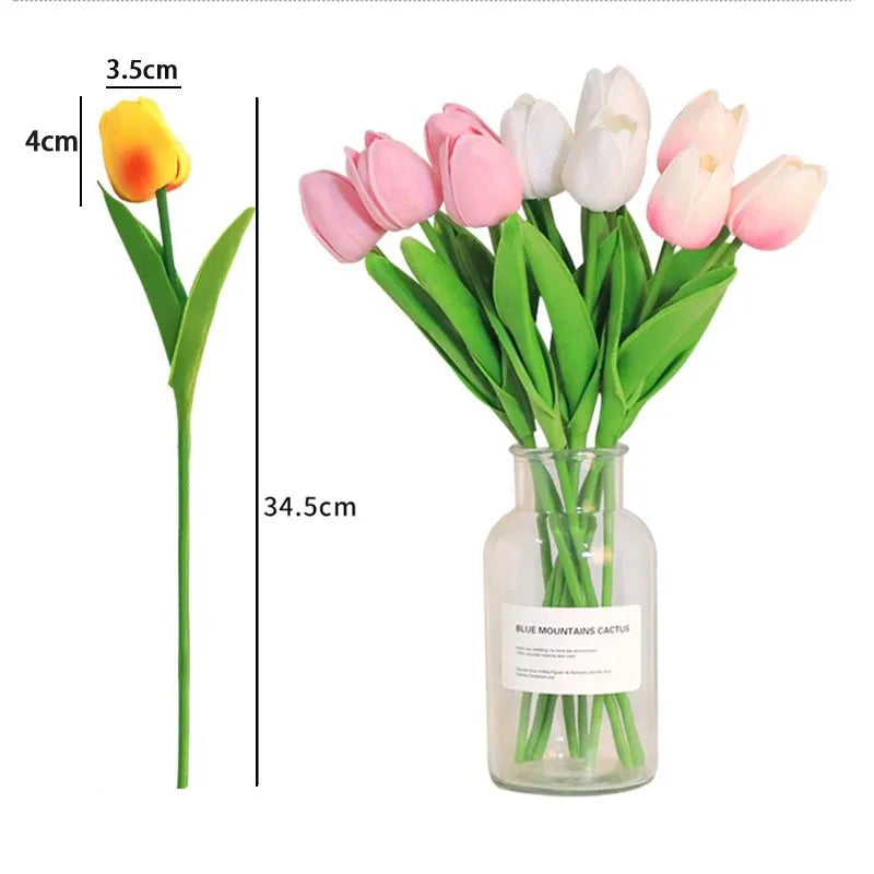 Artificial Tulip Stems – White PE Foam Flowers (33 cm, 1 / 3 / 5 / 10 Pack)