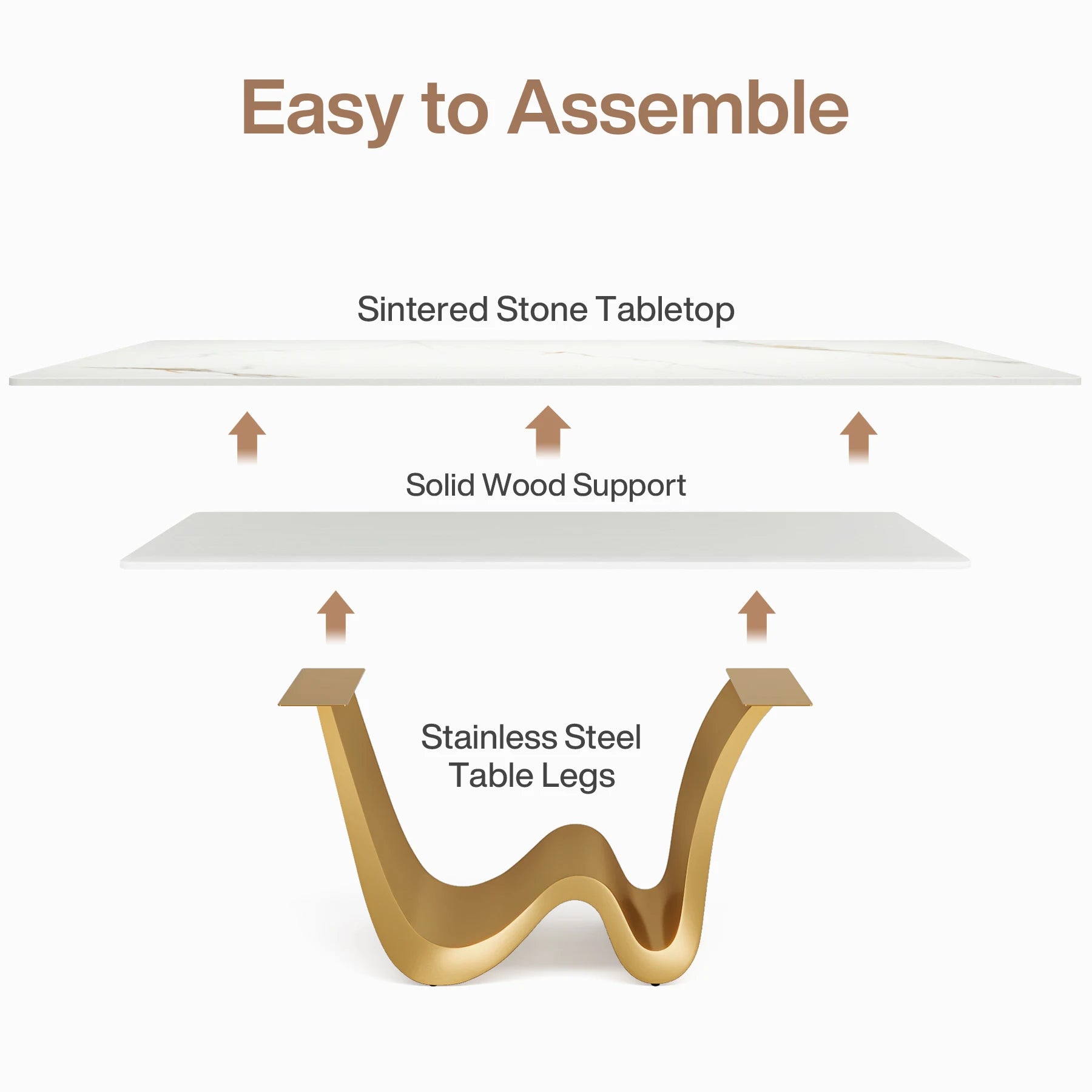 Tribesigns 78.74" Sintered Stone Dining Table for 6-8, Modern Rectangle Dining Table, Luxury White & Gold Kitchen Table