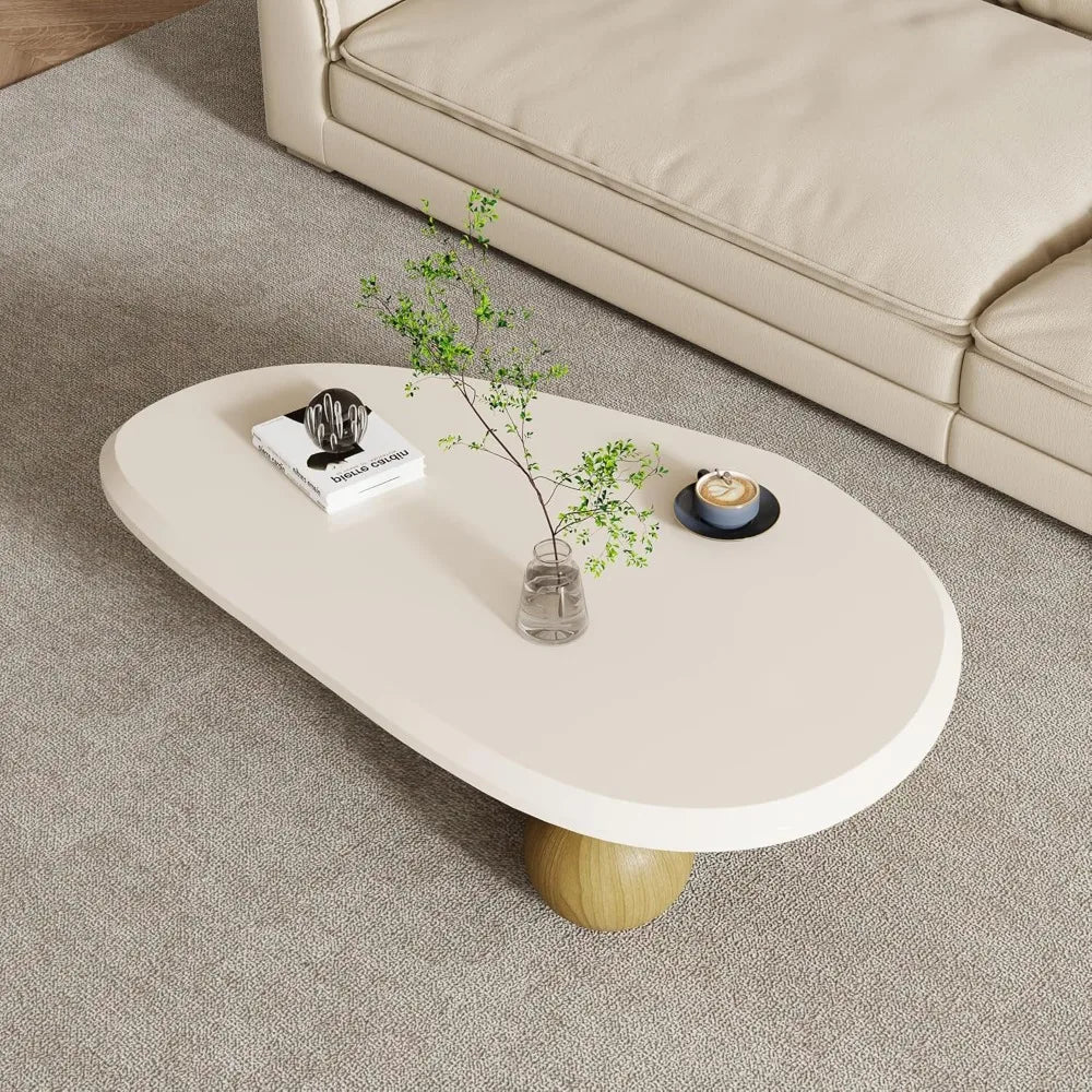 Small Mid-Century Vintage Oval Coffee Table – Rustic Mini Center Table for Living Rooms