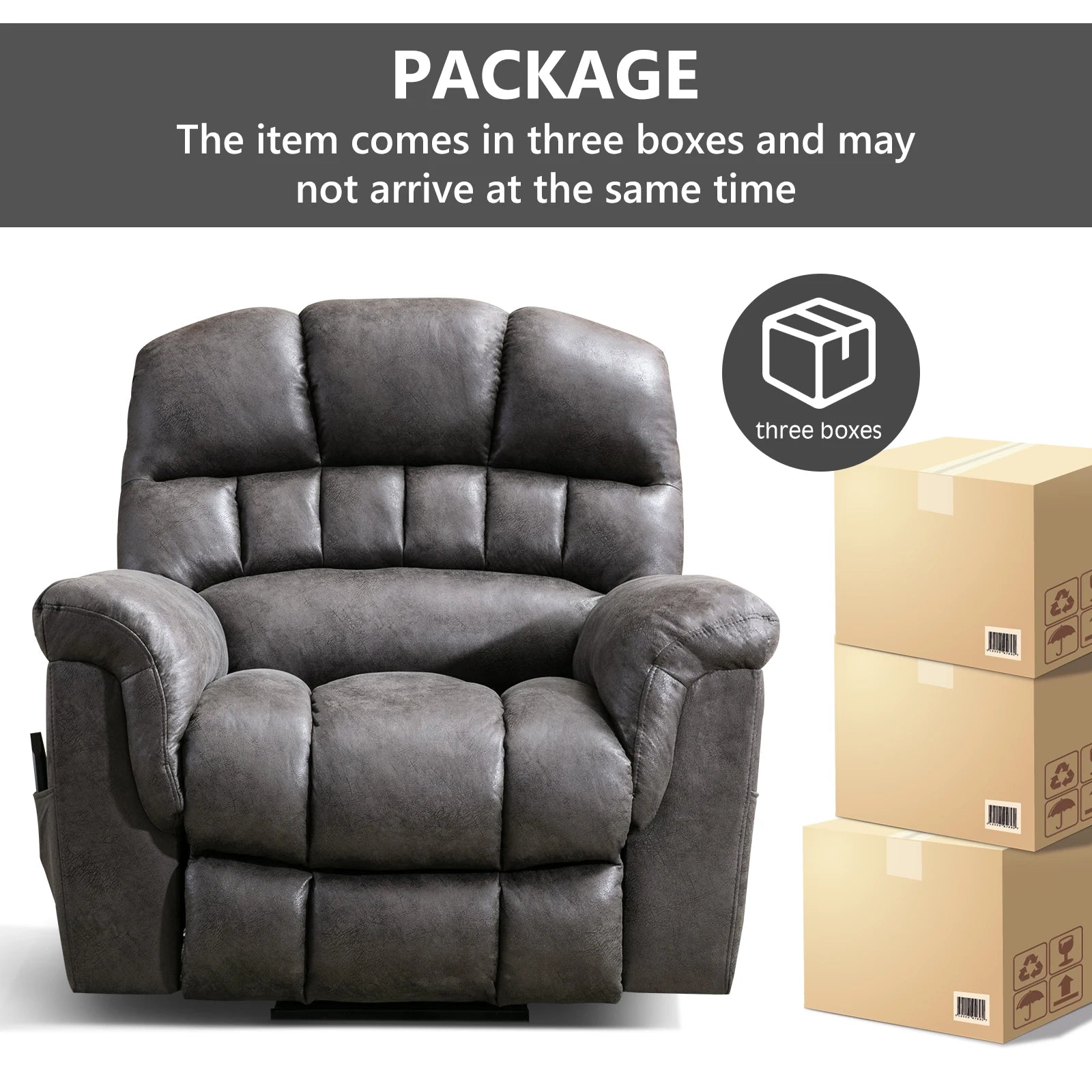 Large Power Lift Recliner Chairs with Massage and Heat for Elderly Big People, Heavy Duty Electric Faux Leather Reclining Chairs