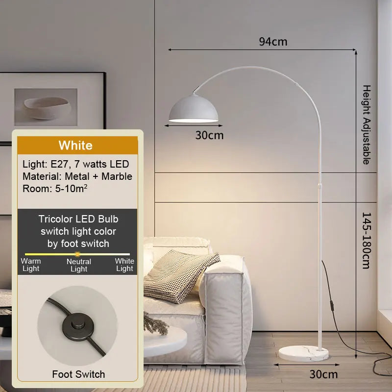 LED Tea Table Floor Lamp Living Room Decoration Bedroom Bedside Lighting Modern Marble Stand Light Black Beige E27