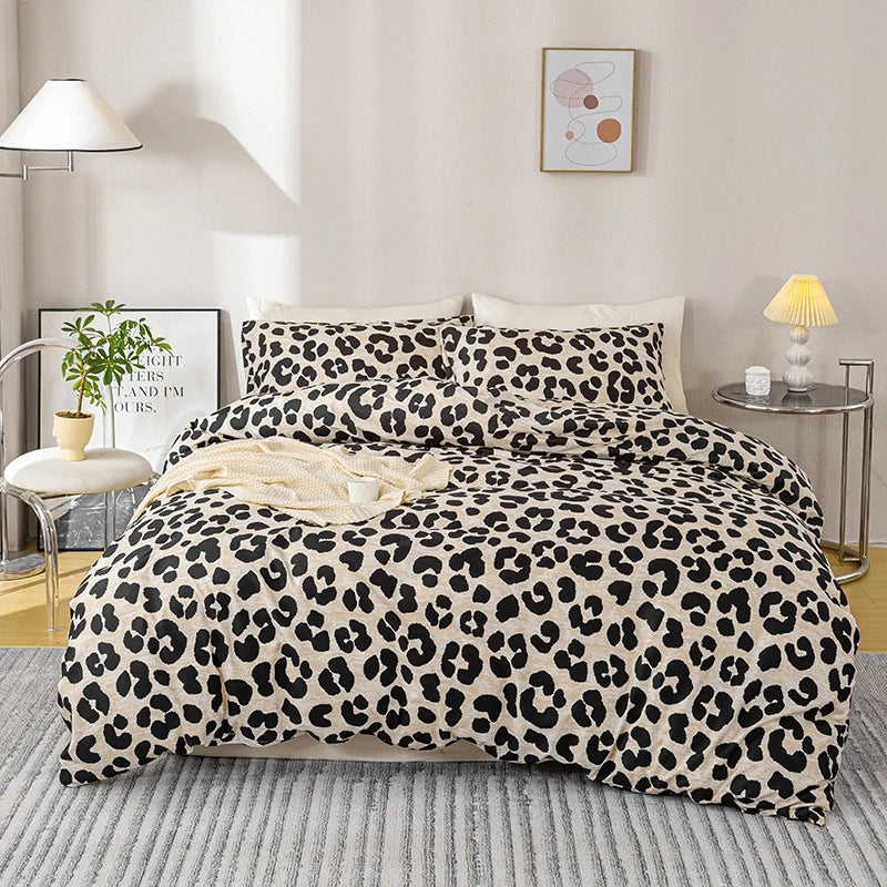 3pcs Leopard Print Duvet Cover Set, Soft Skin-Friendly Bedding Set Includes 1 Duvet Cover And 2 Pillowcases