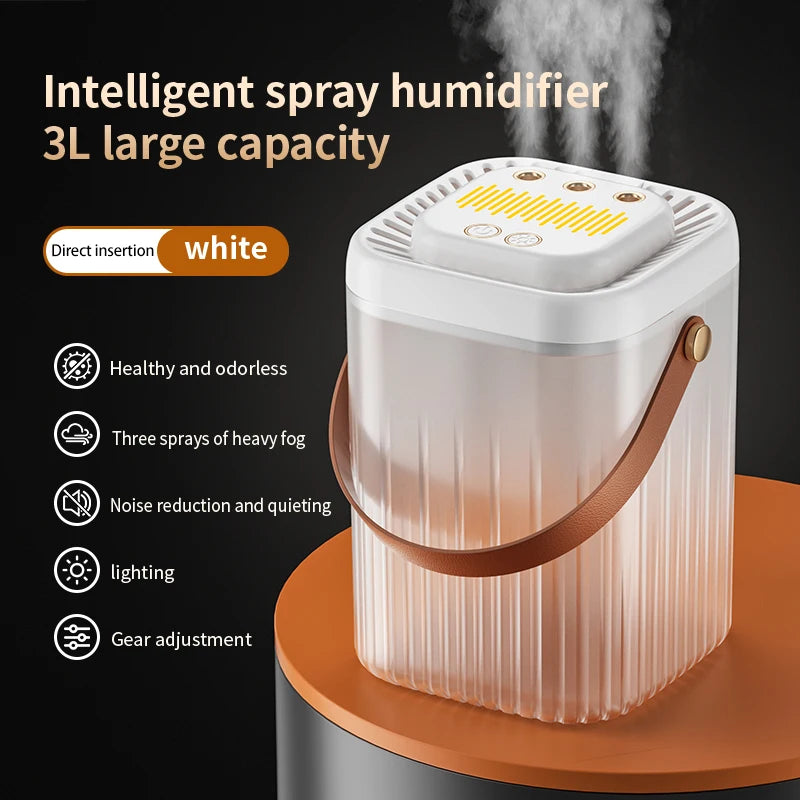 3L Air Humidifier 3 Nozzles Smart Cool Mist Humidifier For Home Bedroom Office night light USB Humidifier Diffuser