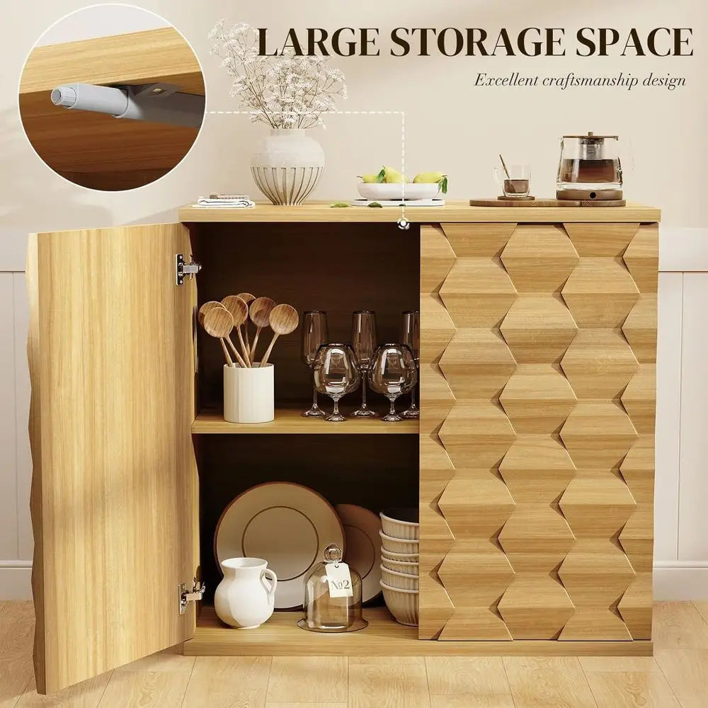 2-Pack Modern Sideboard Console Tables with Doors and Shelves, 31.5 Buffet Cabinet for Dining, Kitchen, Living Room, and Entrywa