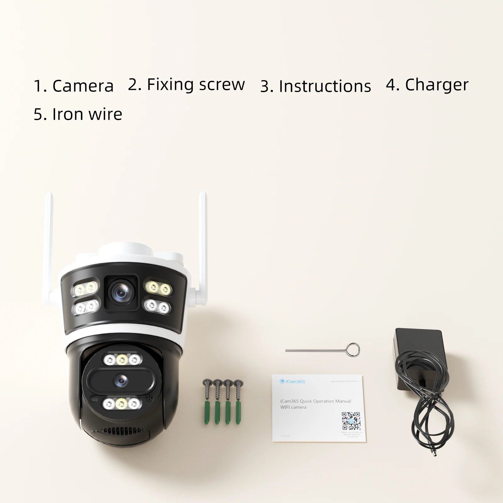 2Pcs Dual Lens WiFi Camera Smart Home Security PTZ IP Cameras 5MP Wireless Outdoor Dual Screens Auto Tracking Video Surveillance