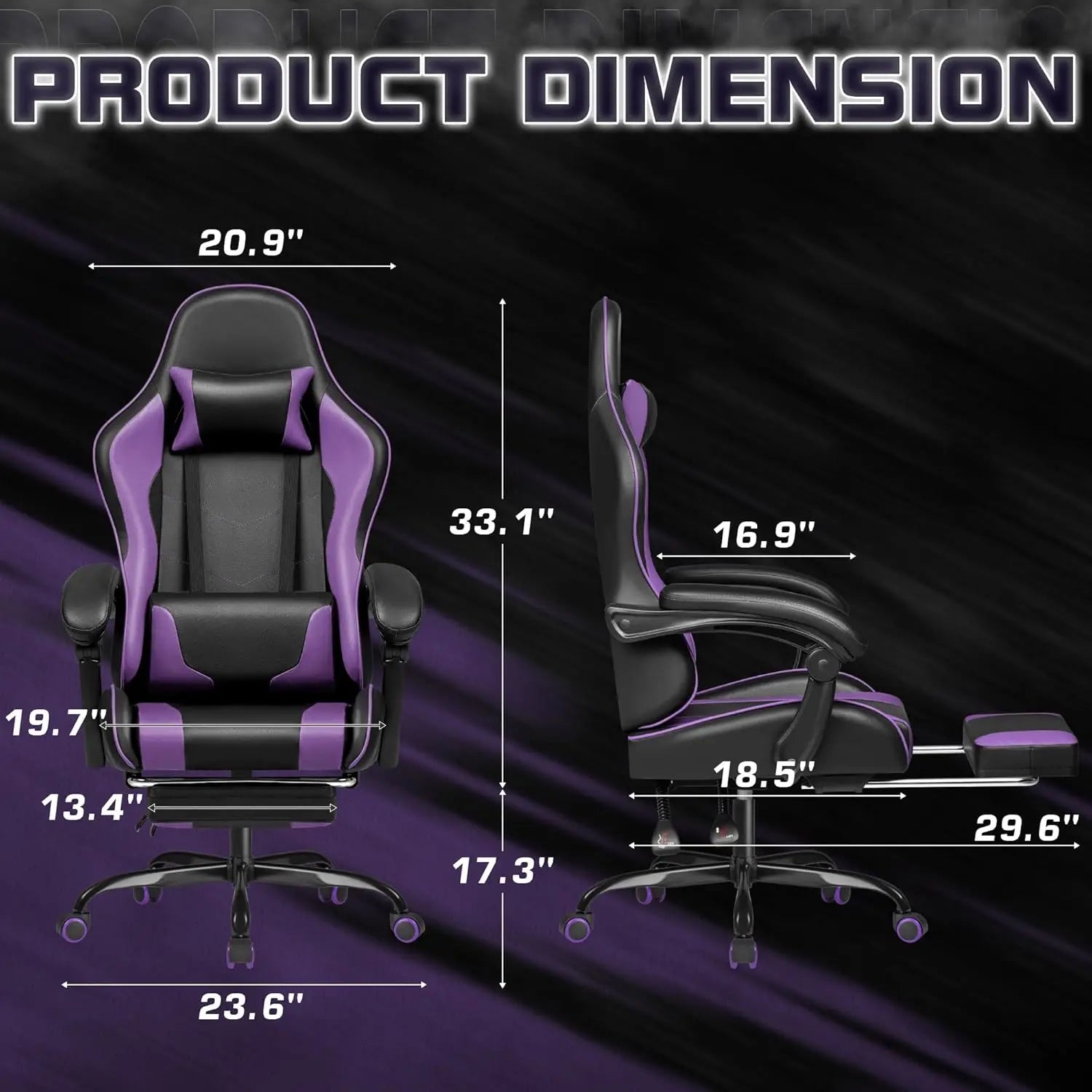 Homall Gaming Chair Video Game Chair Footrest and Massage Lumbar Support Ergonomic Computer Chair Height Adjustable Swivel Seat