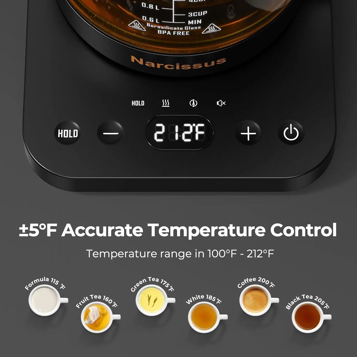 Electric Glass Kettle with Temperature Control – 1.8L