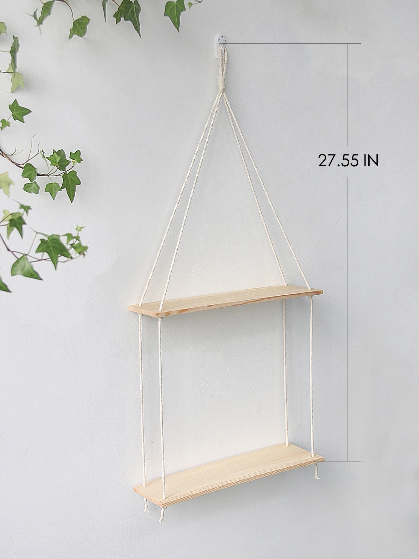 Wooden Wall Shelf Macrame Display Stand Boho Art Home Decoration Floating Shelf Nordic Wall Decor Living Room Nursery Aesthetics