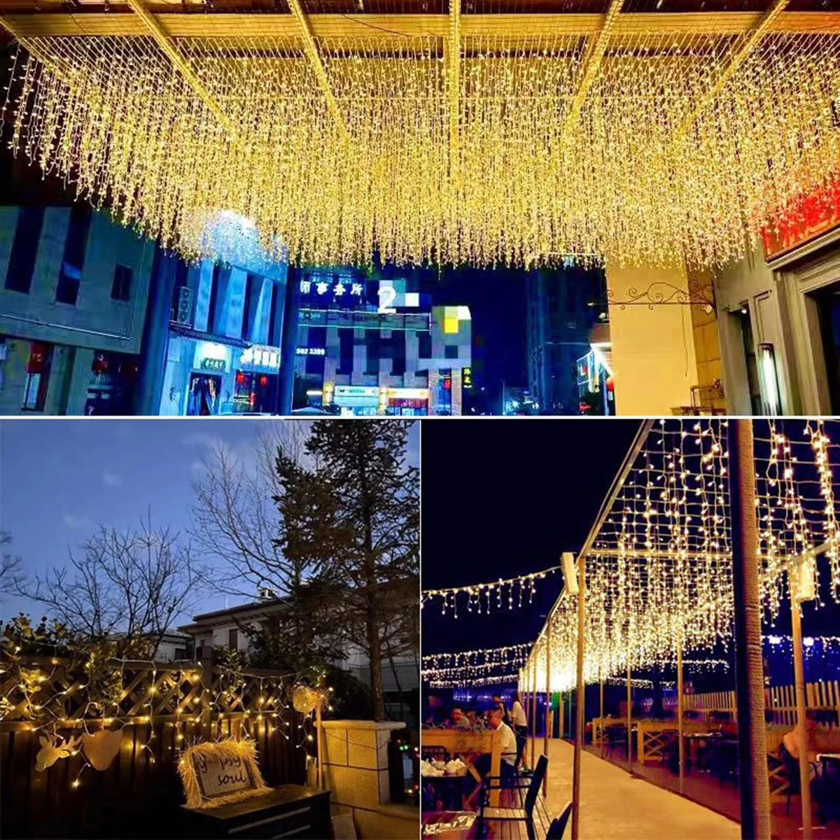 LED Icicle Fairy Lights Outdoor String Lights Christmas Garland For House New Year Garden Yard Party Wedding Terrace Decor