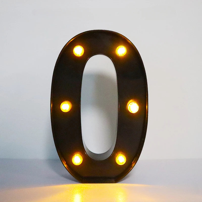 22cm Letters with Led Light Black Alphabet Letter Number Night Light Home Christmas Decoration Birthday Supplies Room Decoration