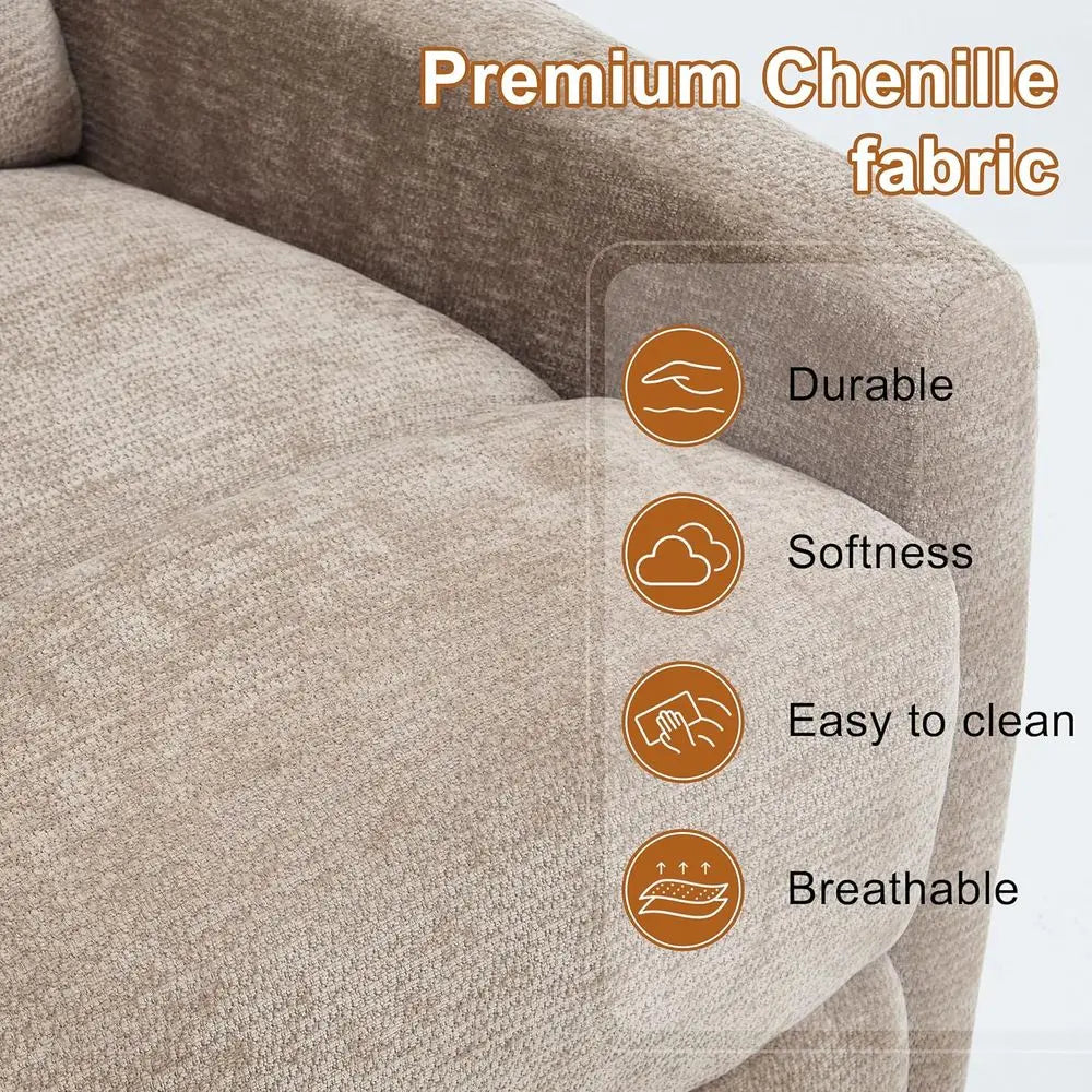 Upholstered Swivel Rocker Recliner with Vibration Massage, Plush Glider Chair with Lumbar Heat for Nurseries, Living Room Reclin