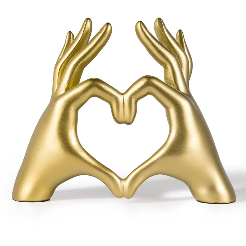 A74E-Gold Heart Hands Sculpture,Wall Gold Decor Living Room,Table Statue Accent,Bedroom Accessories