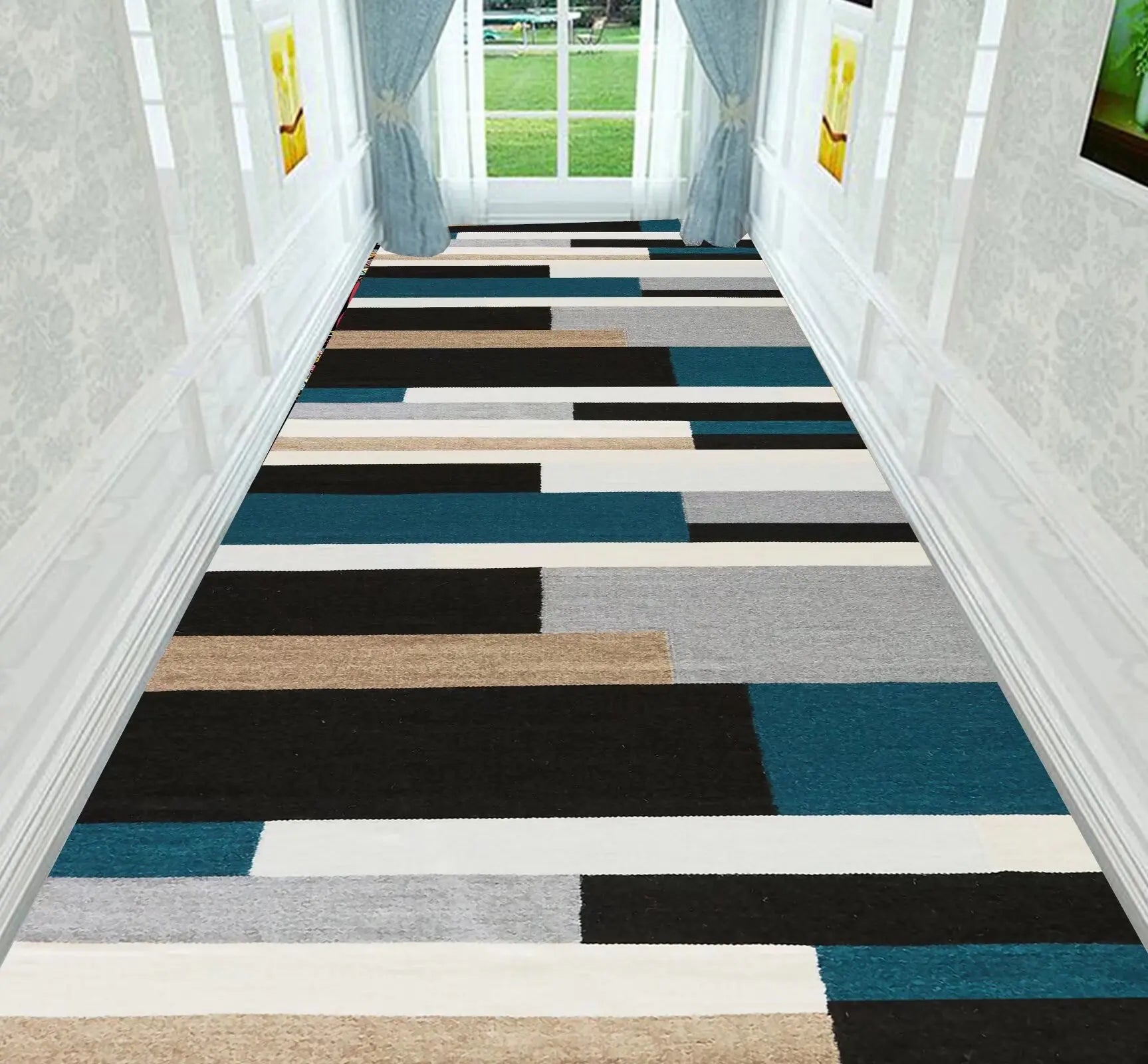 Nordic Modern Villa Long Corridor Carpet Runner Hall Passageway Home Large Rugs Stairway Comfortable Durable Washable Floor Mat