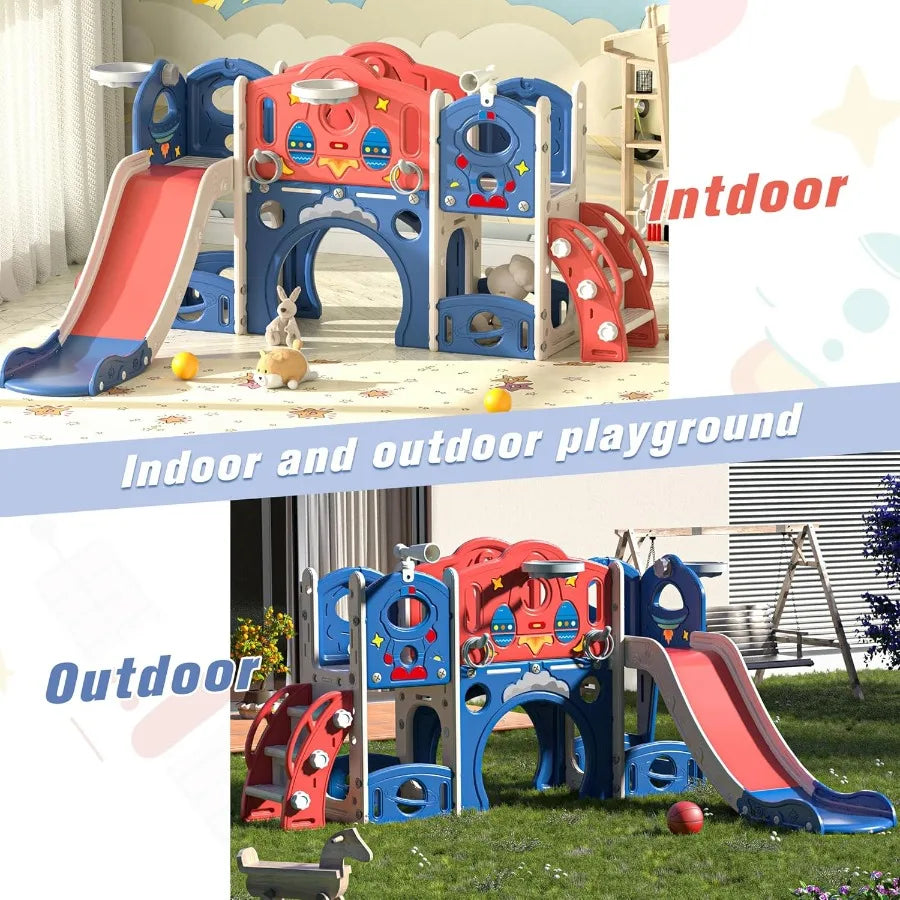9-in-1 Castle Amusement Playground – Indoor & Outdoor Toddler Playset with Slide