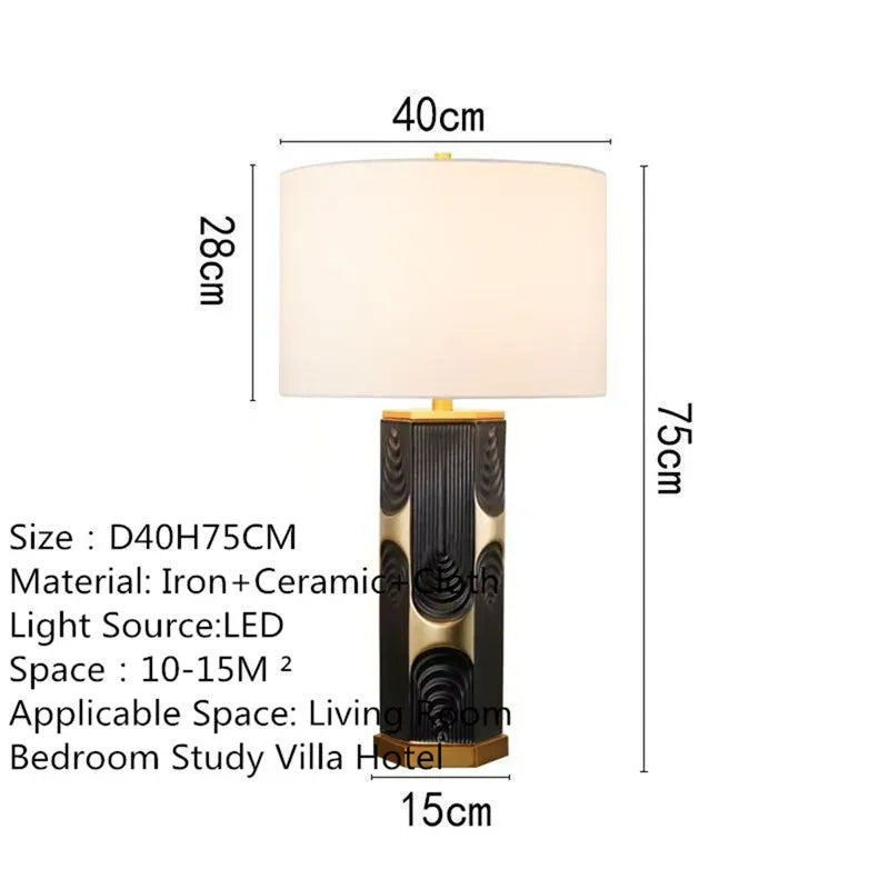 Contemporary Luxury Ceramic Table Lamp LED American Creativity Living Room Bedroom Study Villa Hotel Bedside Desk Light